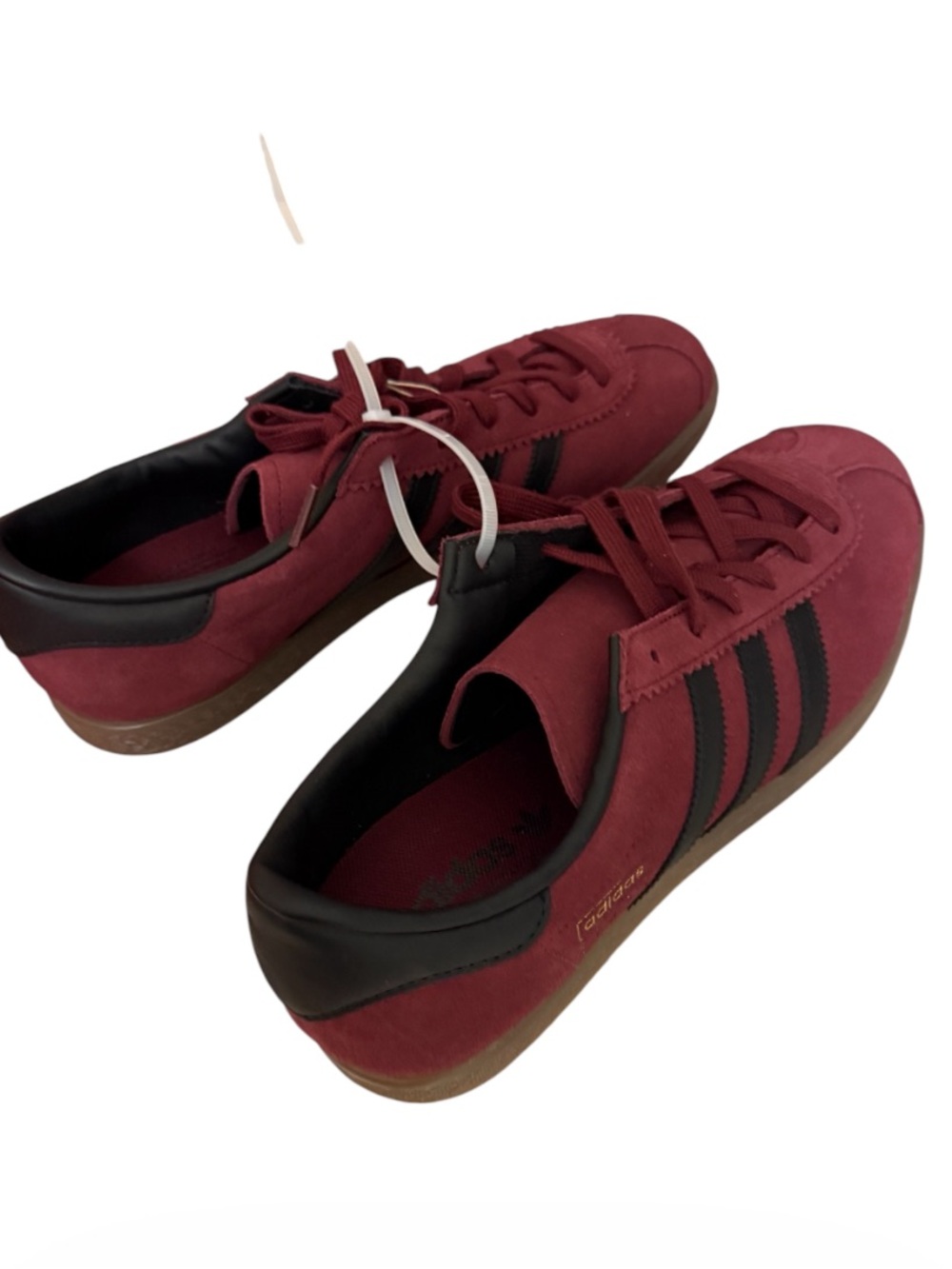 adidas stadt Burgundy Suede Sneakers with Black Stripes - Picture 3 of 4